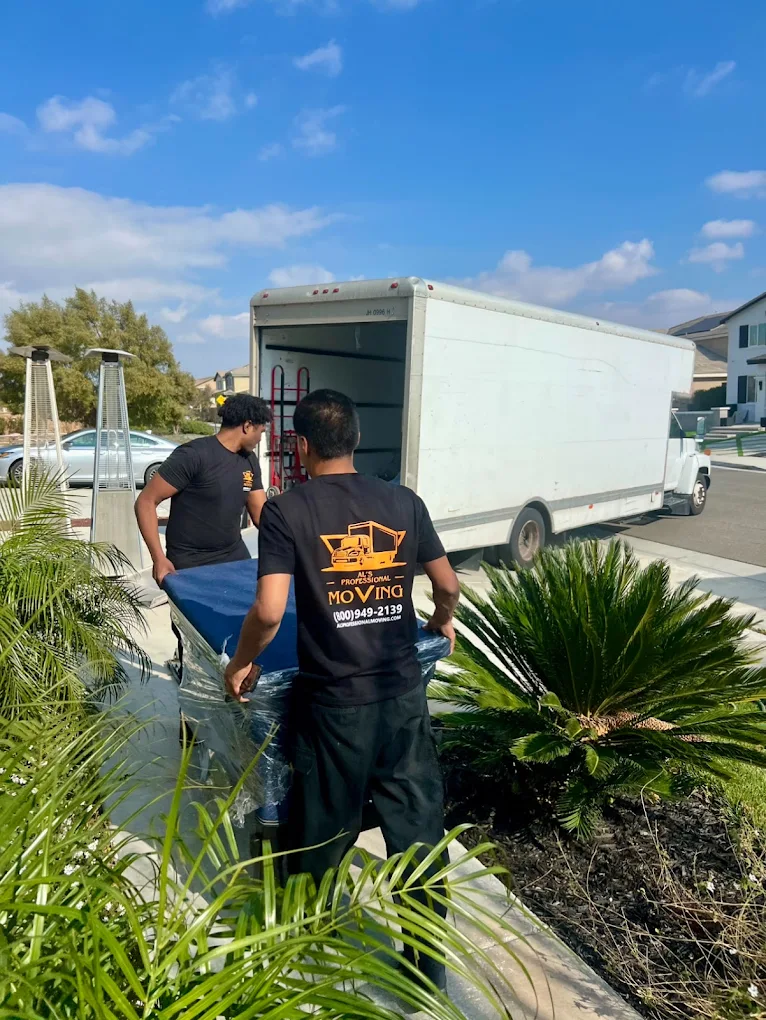 Moving company truck and crew